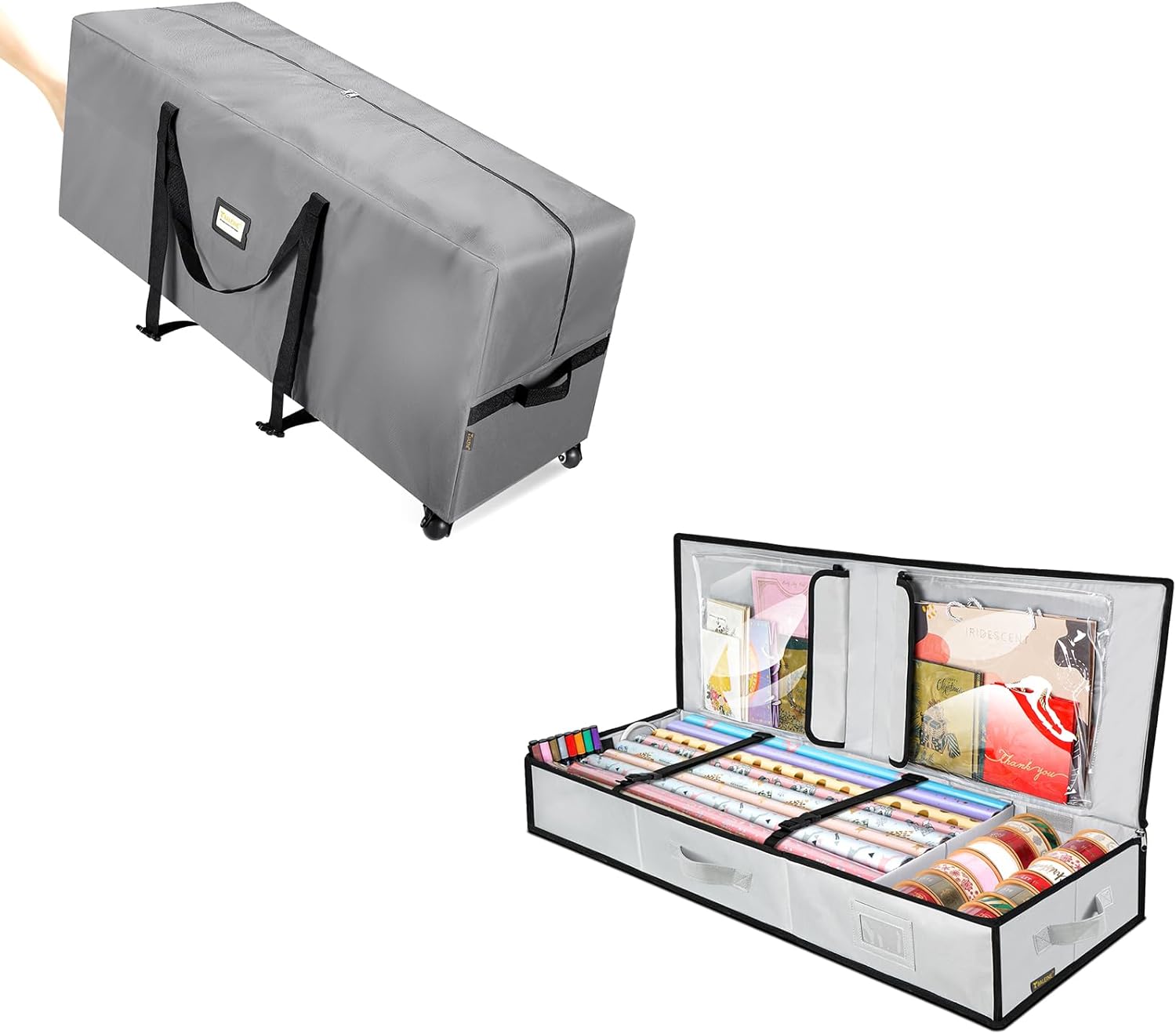 BALEINE Christmas Wrapping Paper Storage Container+ 7.5ft Christmas Tree Storage Bag