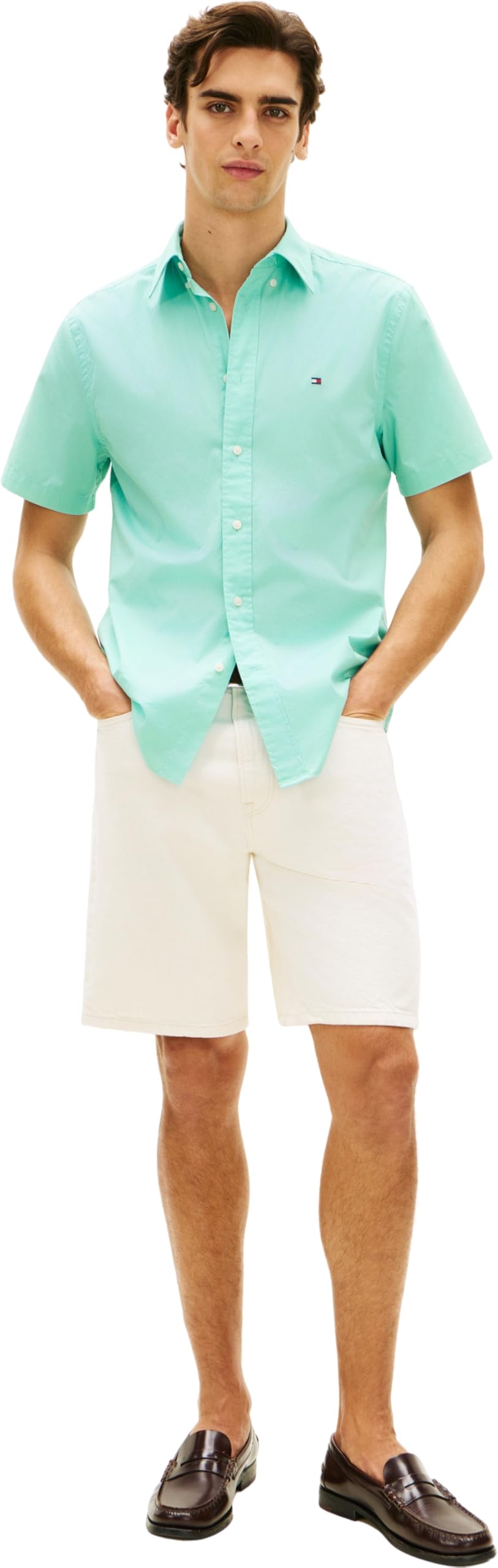 Tommy Hilfiger Herren Flex Poplin Solid S/S Shirt Mw0mw42630 S/S Shirt (1er Pack)