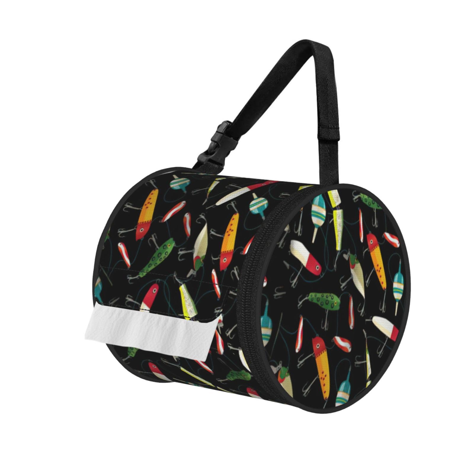 Fishing Lure Print Fashion Tissues Organizer Box, Hanging Tissue Holder For Purse Coins For Car Office Daily Outing