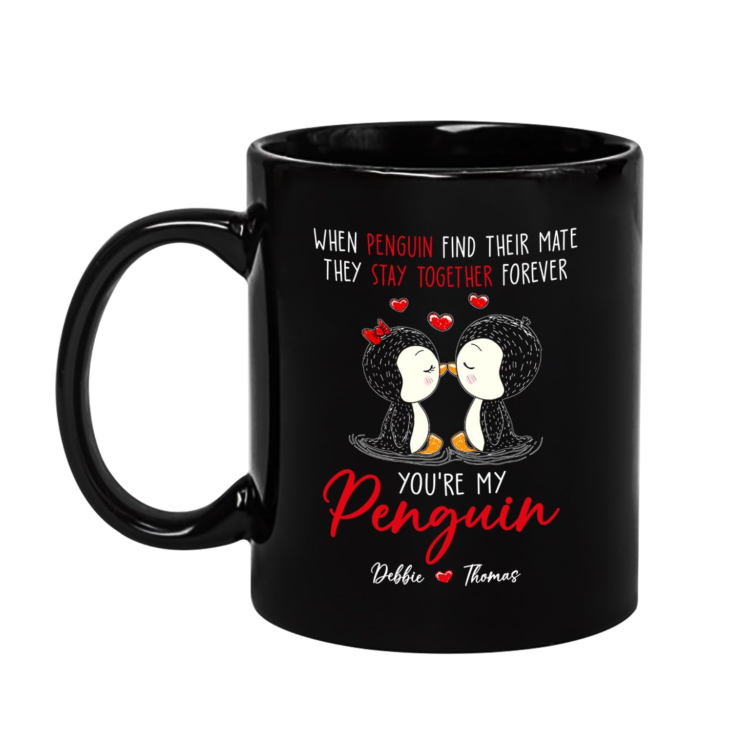 Taza De Regalo Personalizable, Diseño De Pingüino, Diseño De Pingüino, Color Blanco, Con Mensaje De Nombre