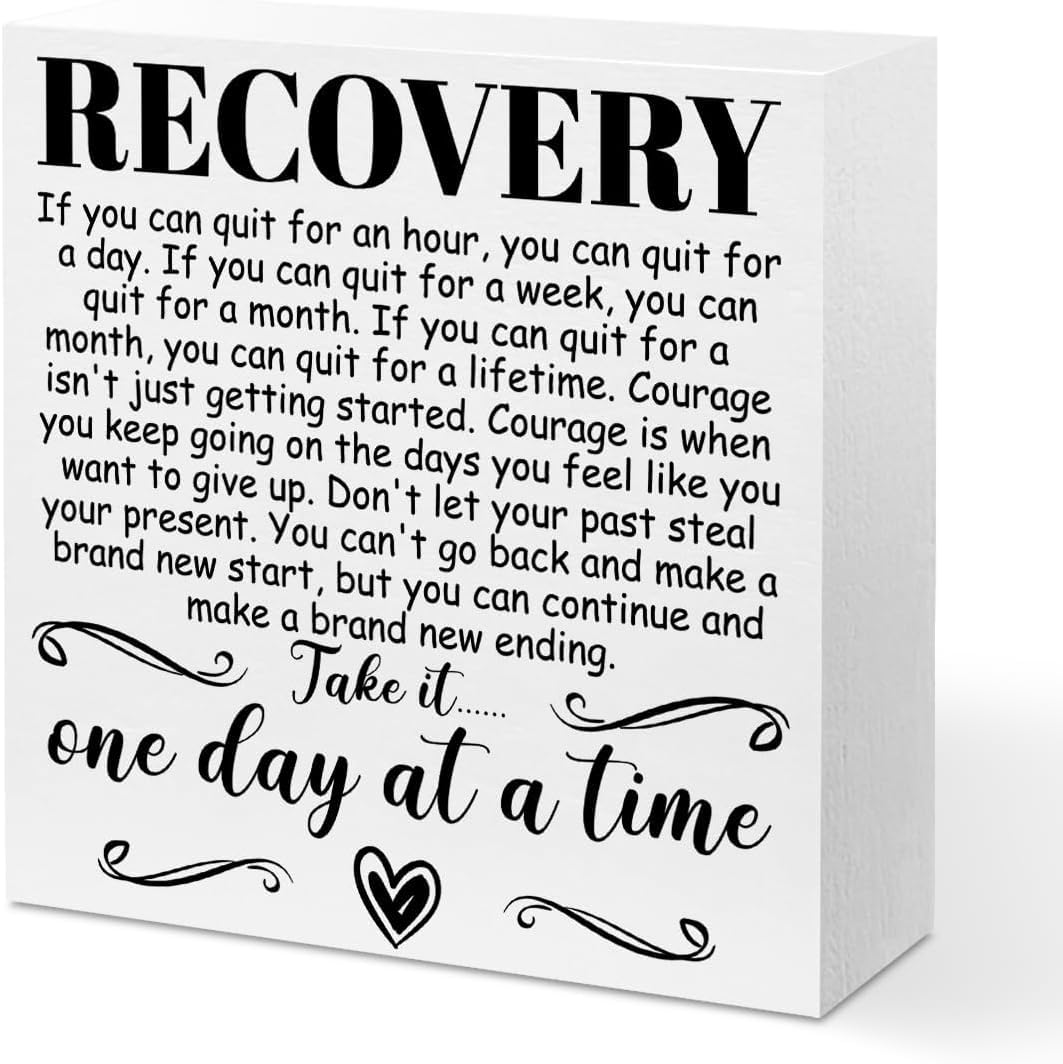 Recovery Box Sign 5x5 Inch Inspirational Rustic Farmhouse Decor
