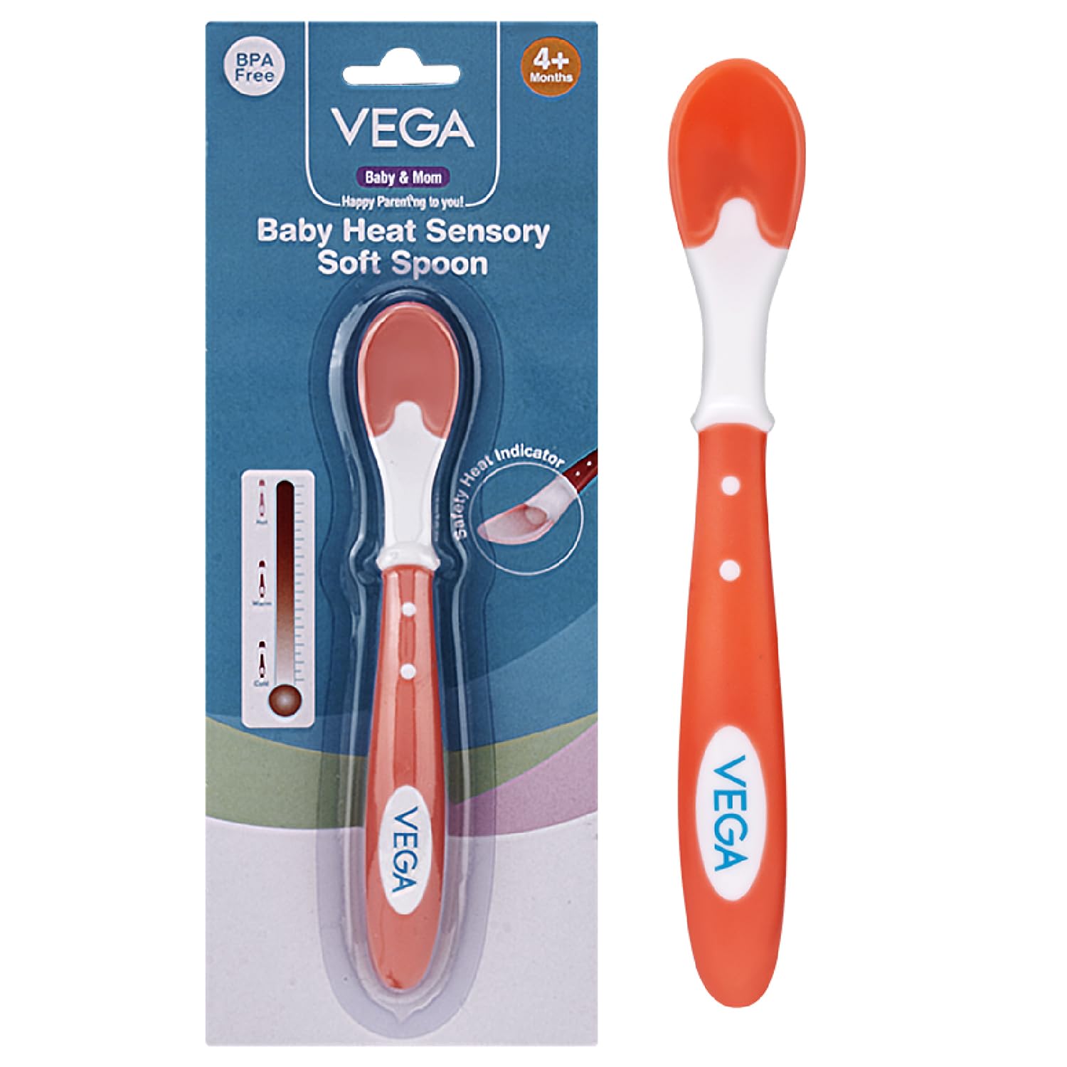 Vega Baby & Mom Heat Sensory Soft Weaning Spoon| BPA Free | 100% Food Grade Material | Soft & Heat Sensory Tip for Baby Gums | Safety Indicator for Safe Feeding, (VBWA3-03)-image-9