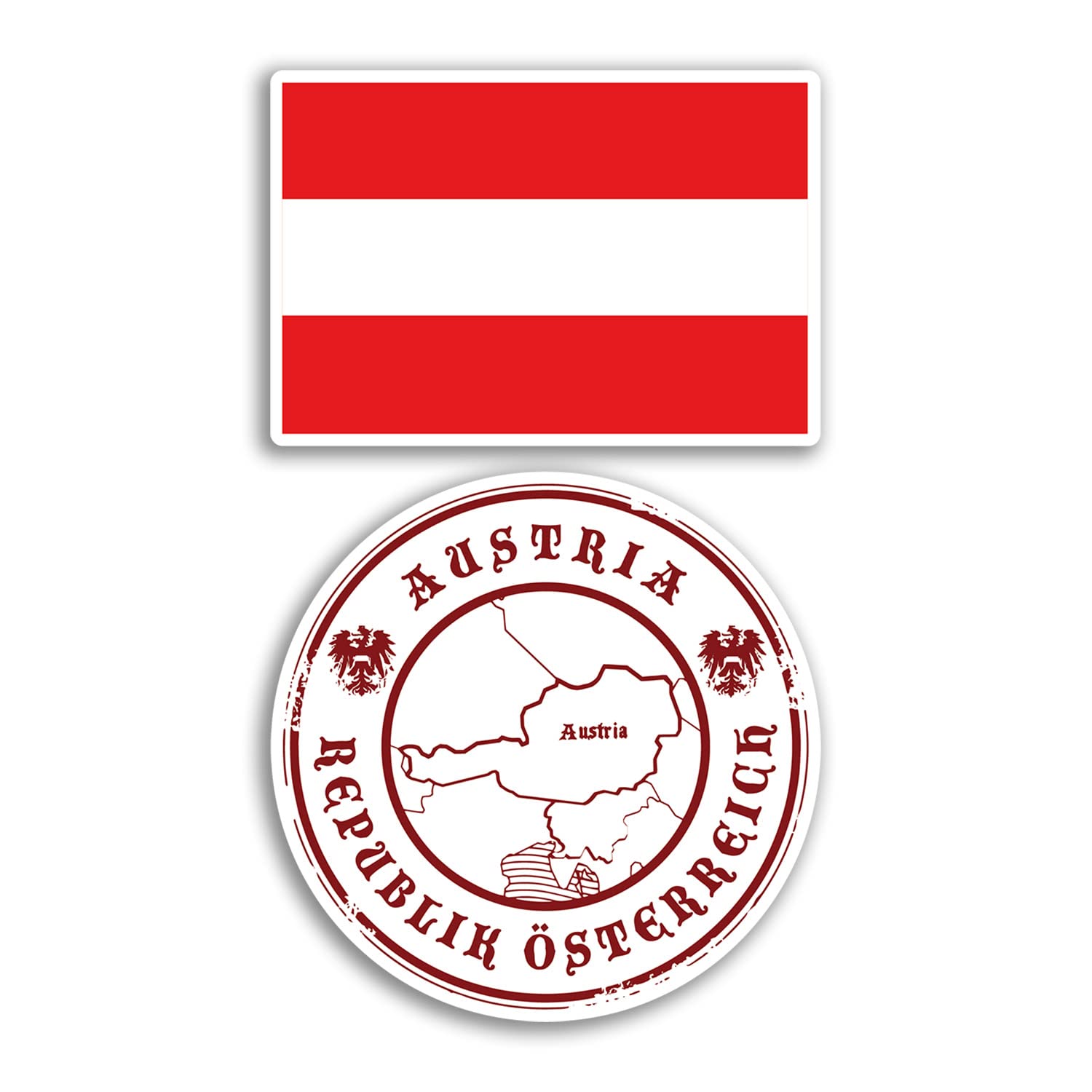 2 x 10cm Wide Austria Vinyl Stickers - Austrian Map Holiday Adventure Travel Country Scrapbooking Gift #78656