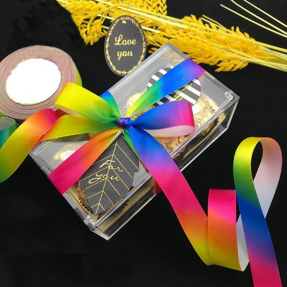 Nastro Double Face Arcobaleno, 10 Metri, Larghezza 40 Mm, In Poliestere, Per Decorazioni Fai Da Te E Regali