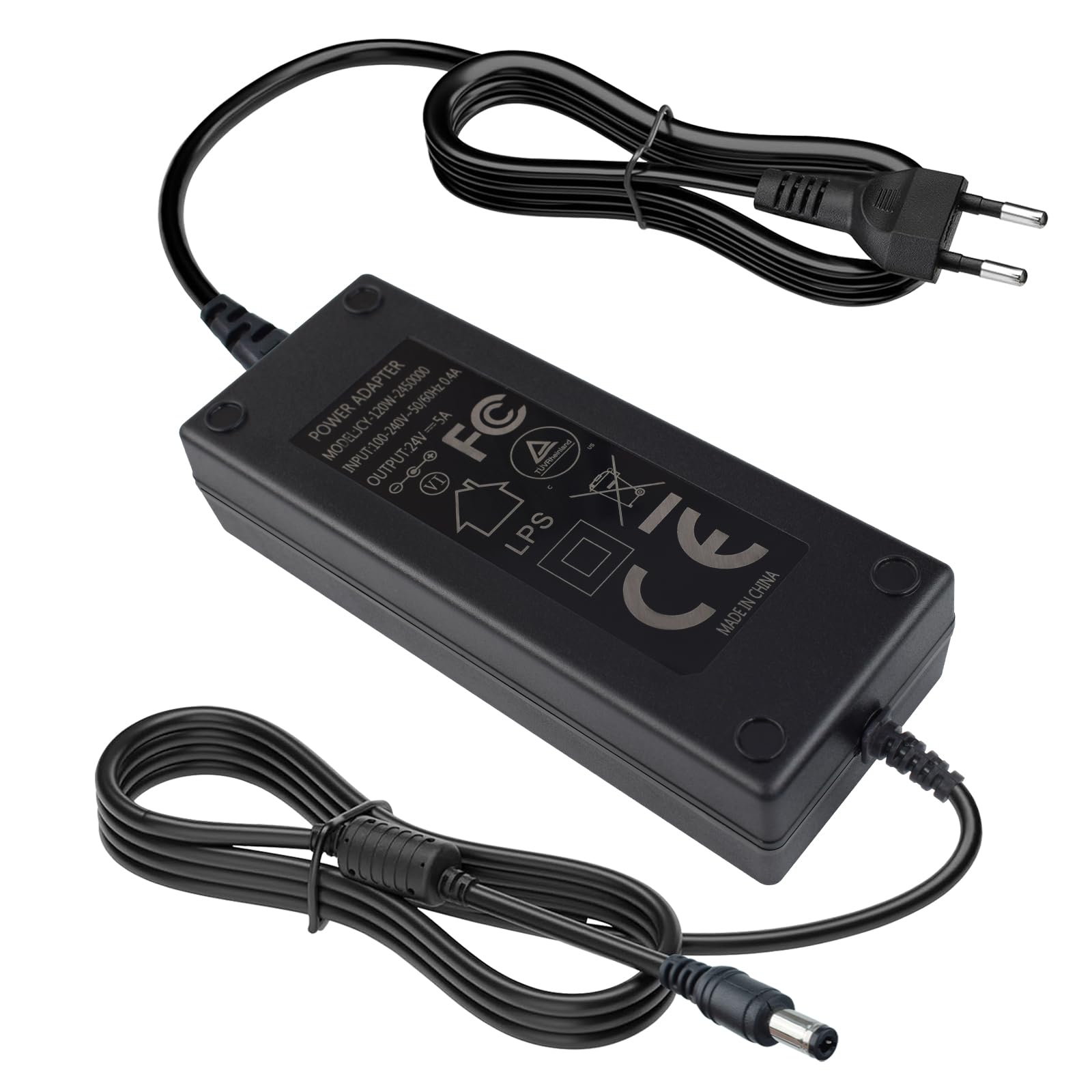 Netzteil 24V 5A 120W Spannungswandler 100-240V AC zu DC Transformator Trafo Netzadapter mit 5,5 x 2,5 mm DC Stecker für LED Streifen, Kamera, LCD Monitor und Mehr Geräte