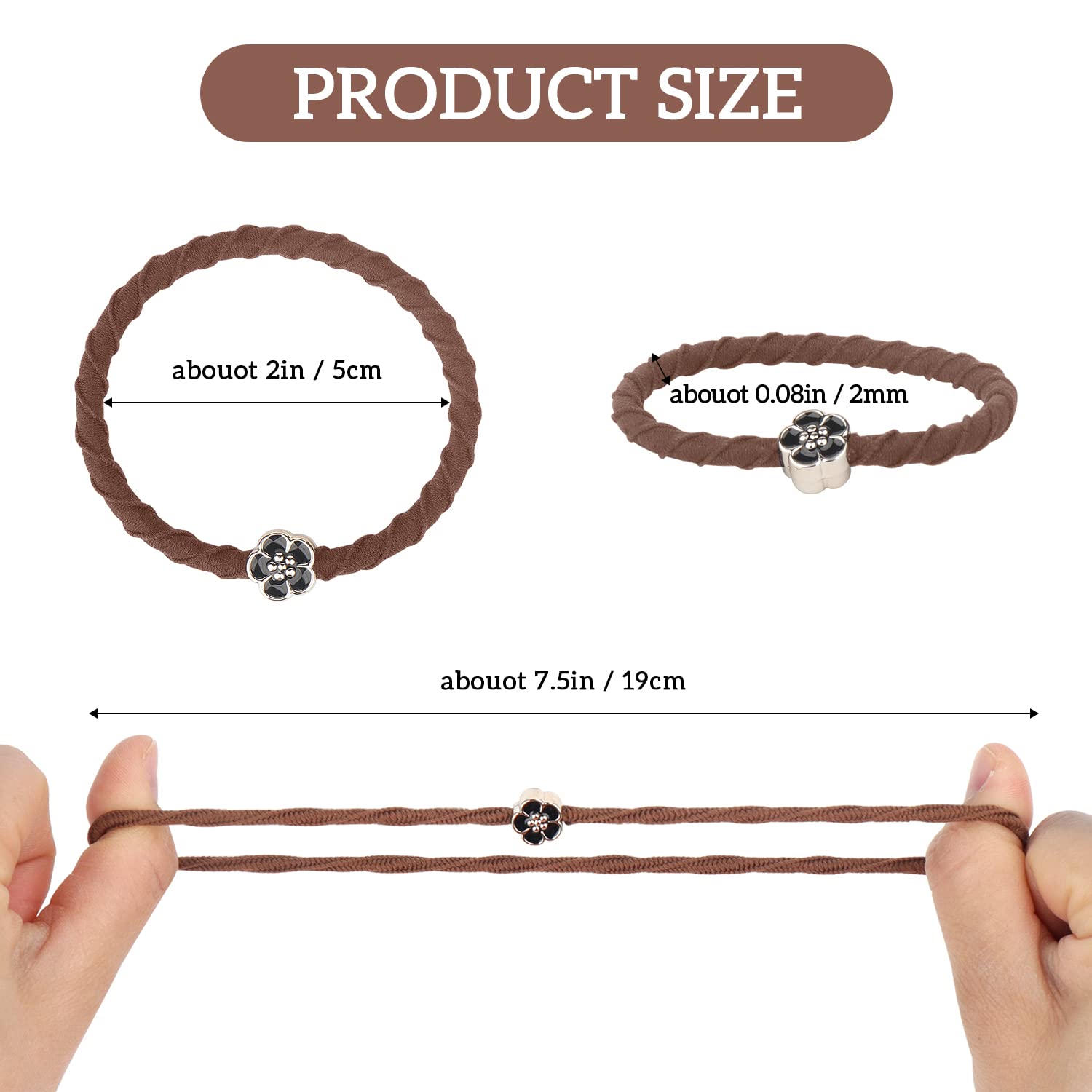 YONOY 25 Stück Boho-Haargummis für Frauen, 5 Stile, niedliche Haargummi-Armbänder für dünnes und dickes Haar/Pferdeschwanz, keine Beschädigung der Gummibänder