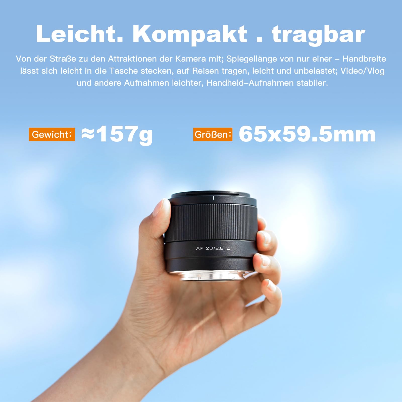VILTROX 20MM F2.8, Objectif AF Plein Format 20MM F/2.8 Z