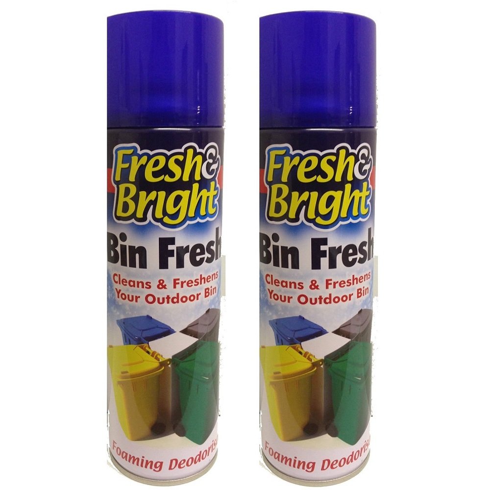 CrazyGadget 2 x Fresh & Bright Foaming Deodoriser Bin Cleaner Foam Spray Clean & Freshens Outdoor Bin 500ml