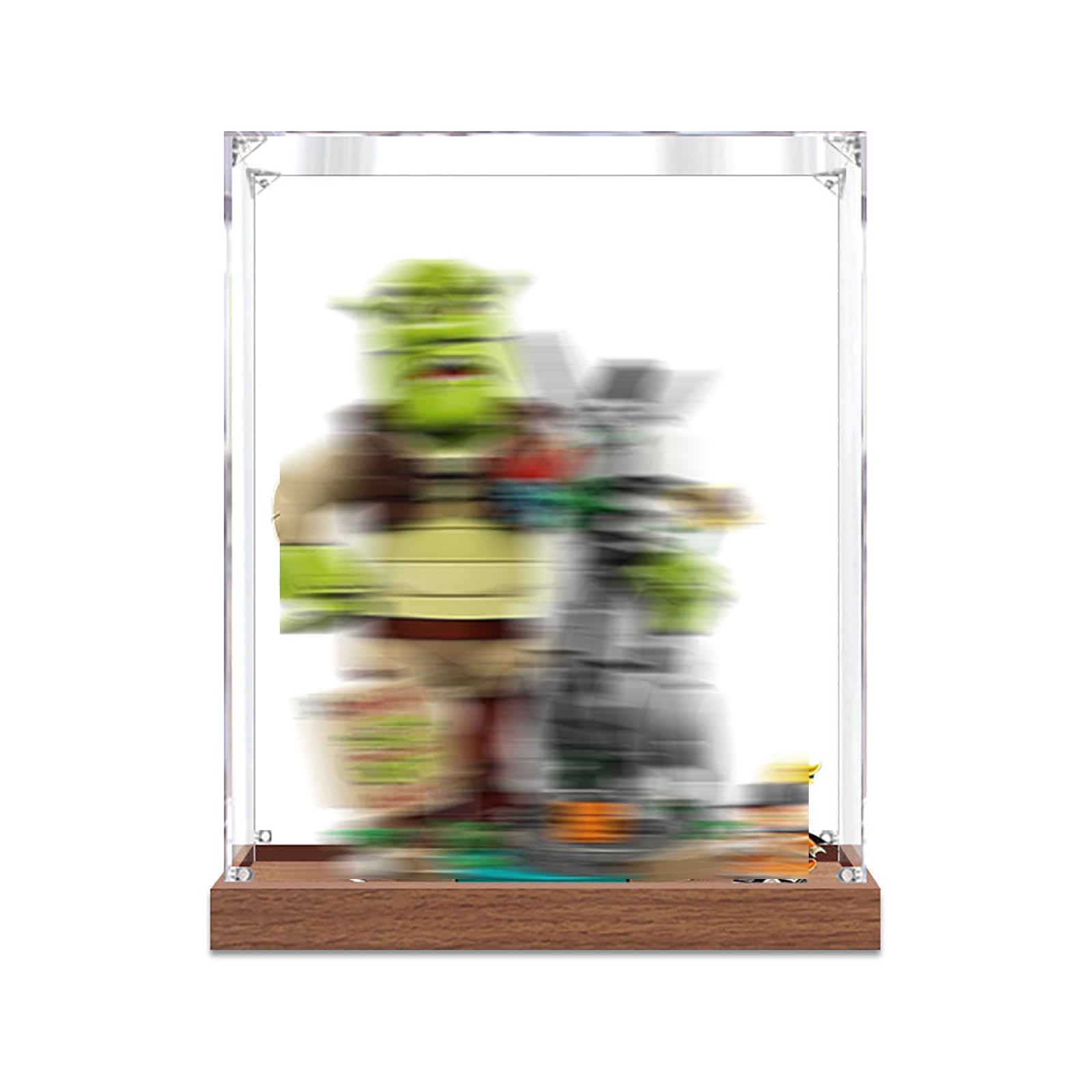 Caja expositora de acrílico para LEGO 72423 Shrek con base de madera de 3 mm