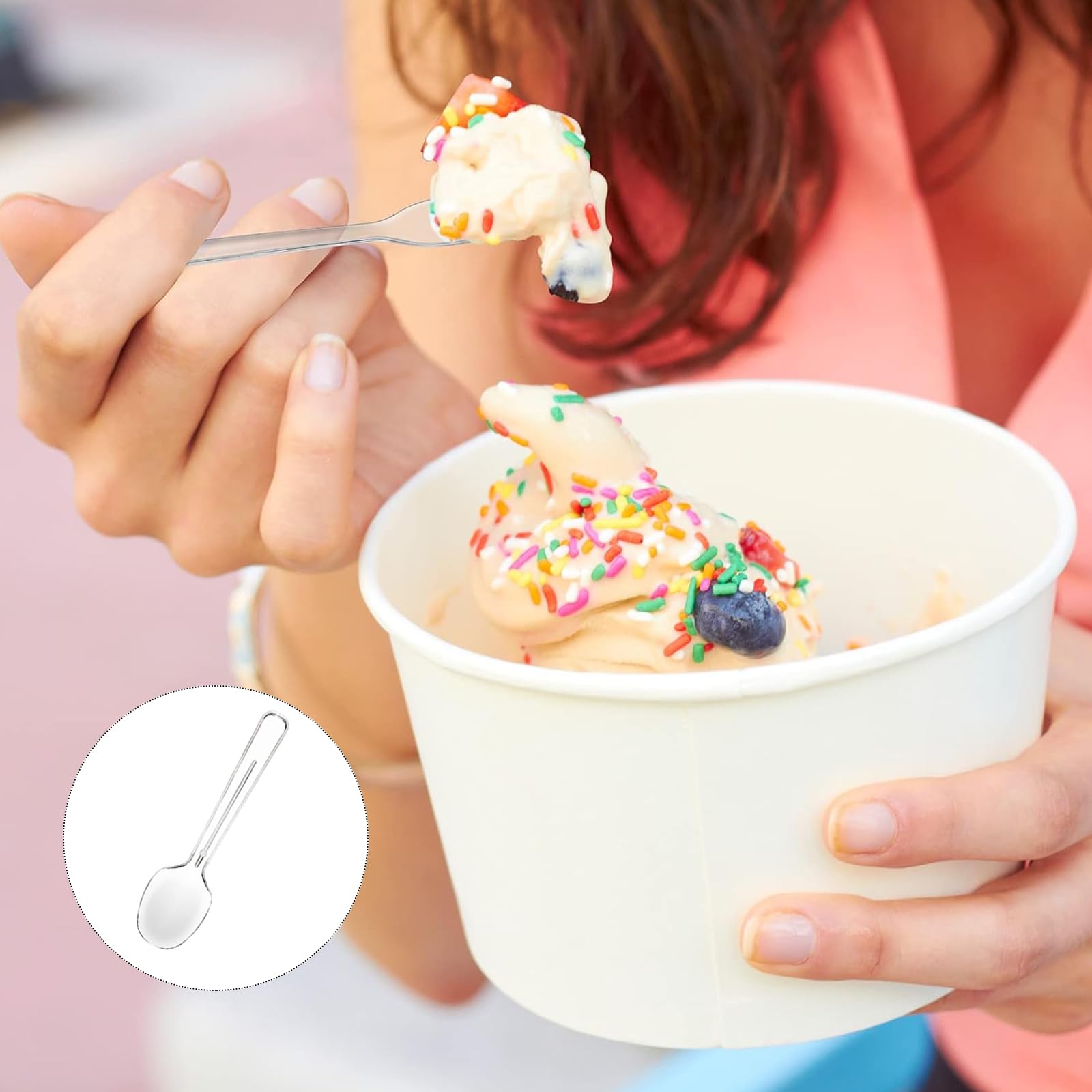 Bicchieri da dessert, 50 mini bicchieri da dessert con 50 cucchiai, ciotole da dessert da 60 ml, in plastica trapezoidale, ciotole trasparenti per dessert, budino, mousse feste