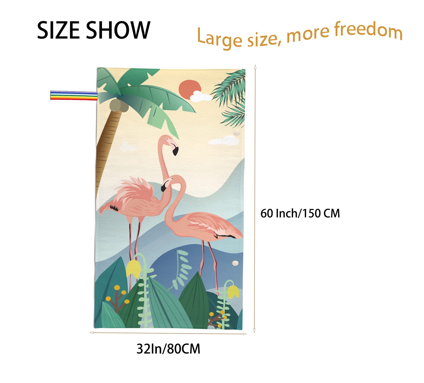 Serviette De Plage Surdimensionnée à Motif Flamant Rose Pour Filles, Femmes Et Adultes, En Microfibre Douce, Légère, Anti-sable, Séchage Rapide, Serviette De Plage Rayée, 76,2 X 152,4 Cm, Fine, Cadeau