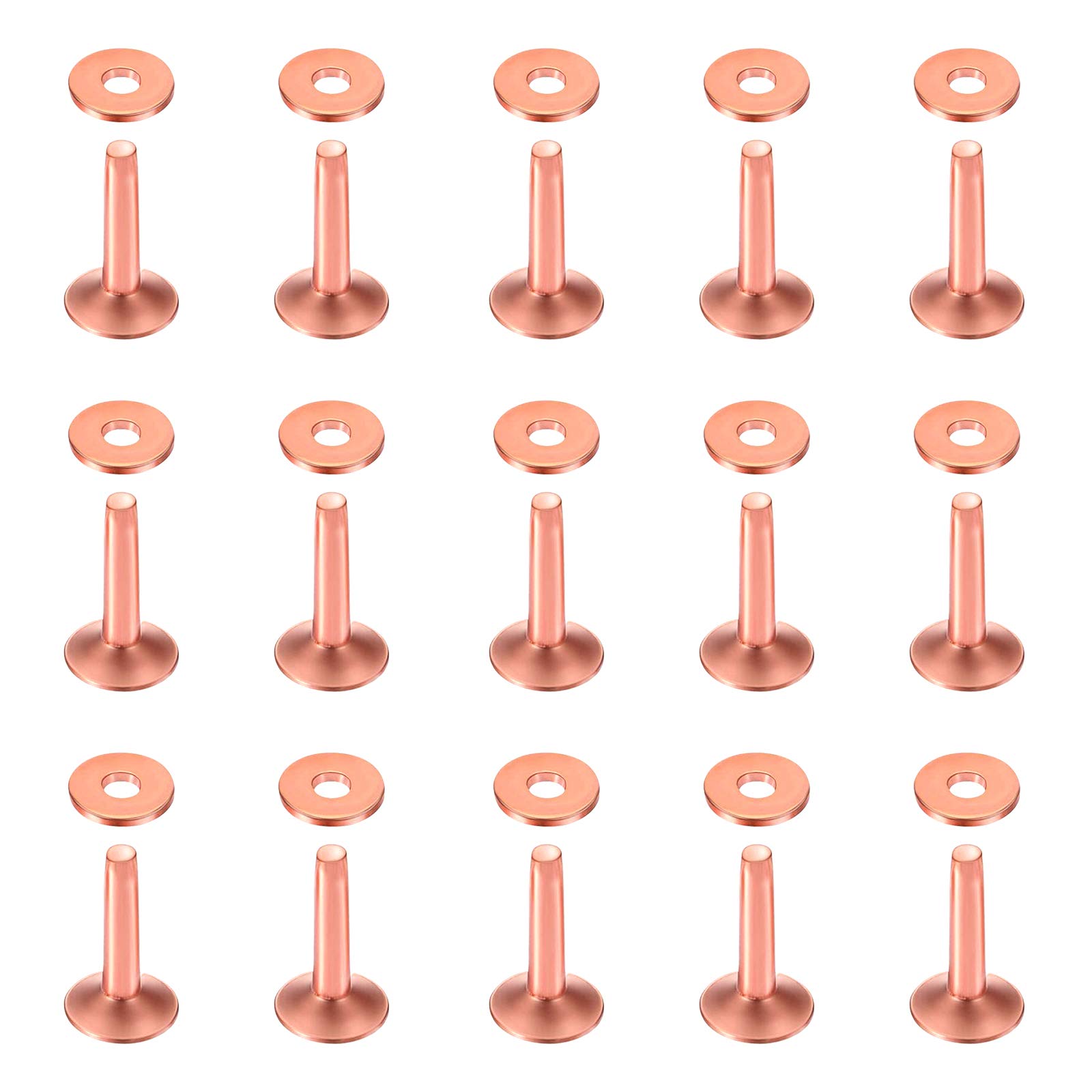 Swpeet 50Pcs 10×3.3×14mm Copper Rivet and Burrs Assortment Kit, DIY Leather Kit for Belts Wallets Collars Leather Products Craft MakingBelts Wallets Collars Leather DIY Craft Supplies