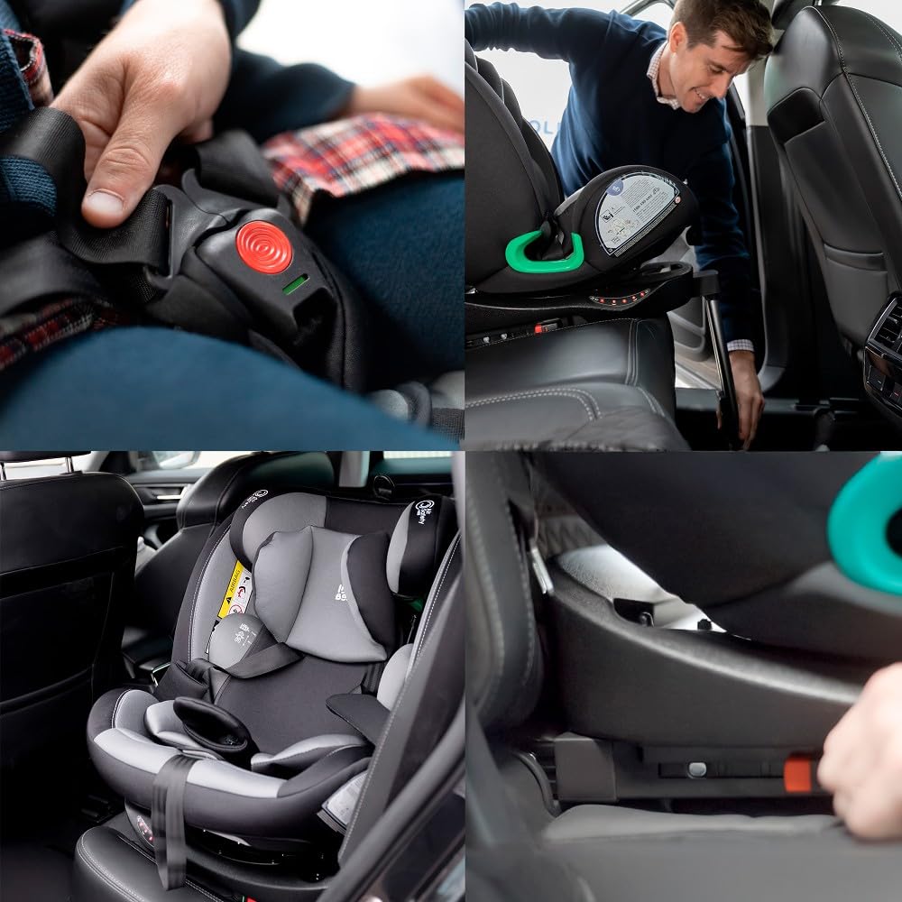 Interbaby Silla Coche Bebé PAX i-Size ISOFIX 360° Grupo 0+1+2+3 (Negro) | Silla auto giratoria 360 reclinable 40-150 cm, reductor recién nacido, protección lateral SPS, pata de apoyo