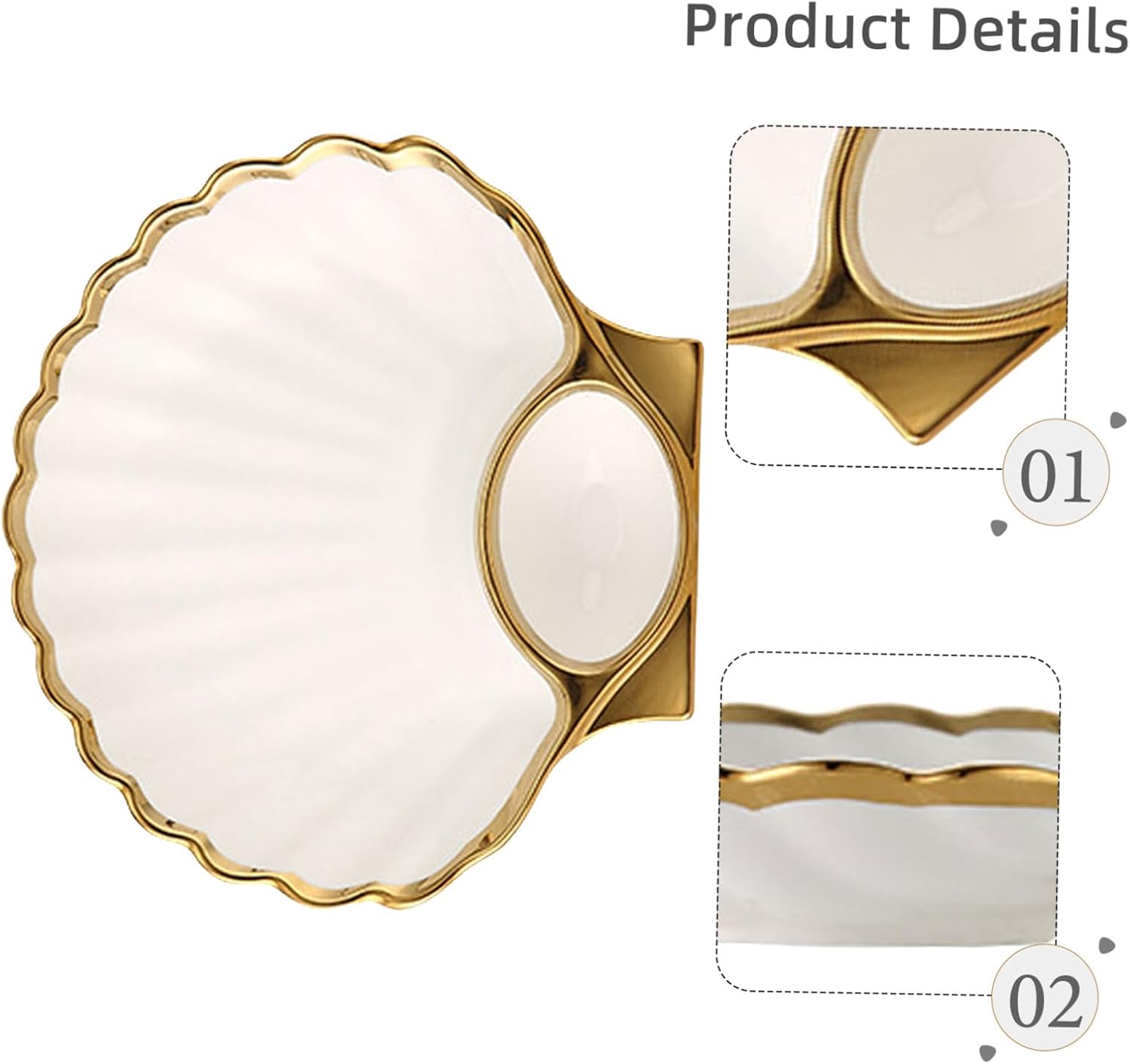 INOOMP Ceramic Dumpling Plate Vinegar Dish Creative Shell-Shaped Serving Plate for Sushi French Fries and Snacks for Home Use