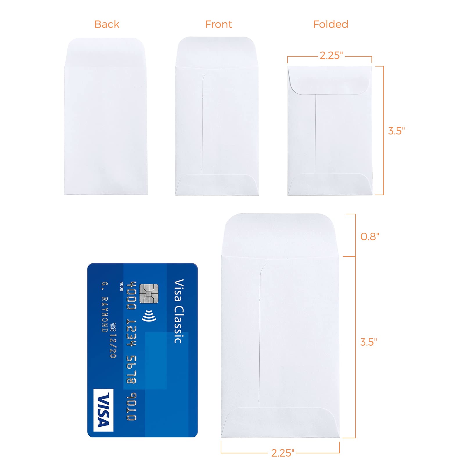 ACSTEP Paquete de 500 sobres para monedas #1 y sobres pequeños de 2-1/4 x 3-1/2 (2.25 x 3.5) sobres de semillas autoadhesivos, mini piezas pequeñas, sobres de semillas color blanco