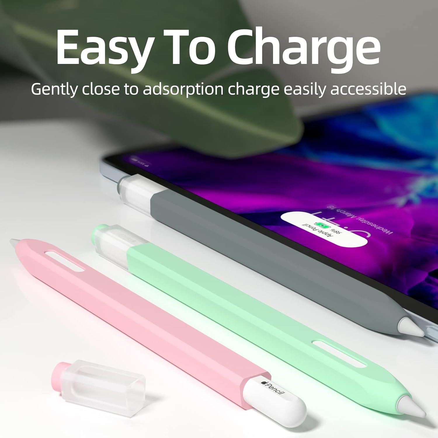 [3 Pack] Pencil Case for Apple Pencil pro/2nd Gen, Classic Design, Durable Silicone Case, [with 10 Silicone Tip Cover], Pink, Gray, Mint