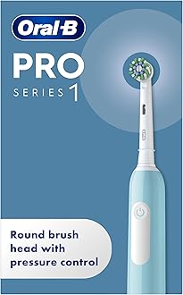 Pro 1 Electric Toothbrushes Adults, Oral B Electric Toothbrush, With 3D Cleaning, 1 Toothbrush Head, Gum Pressure Control, 2 Pin UK Plug, Blue, Travel Electric Toothbrush