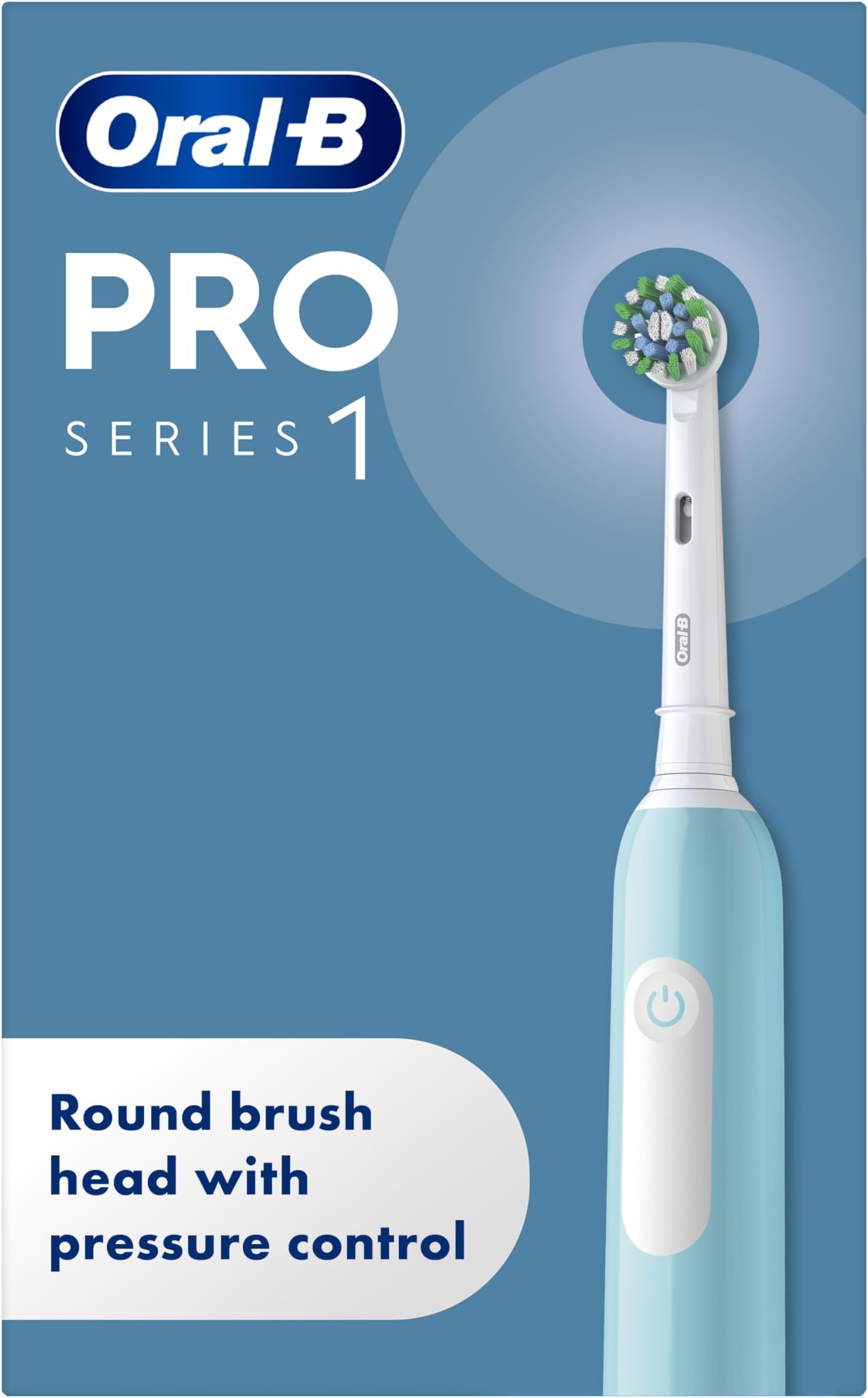 Oral-B Pro 1 Electric Toothbrushes Adults, Oral B Electric Toothbrush, With 3D Cleaning, 1 Toothbrush Head, Gum Pressure Control, 2 Pin UK Plug, Blue, Travel Electric Toothbrush