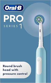 Oral-B Pro 1 Electric Toothbrush for Adults with 3D Cleaning, 1 Toothbrush Head, Gum Pressure Control, 2 Pin UK Plug, Blue