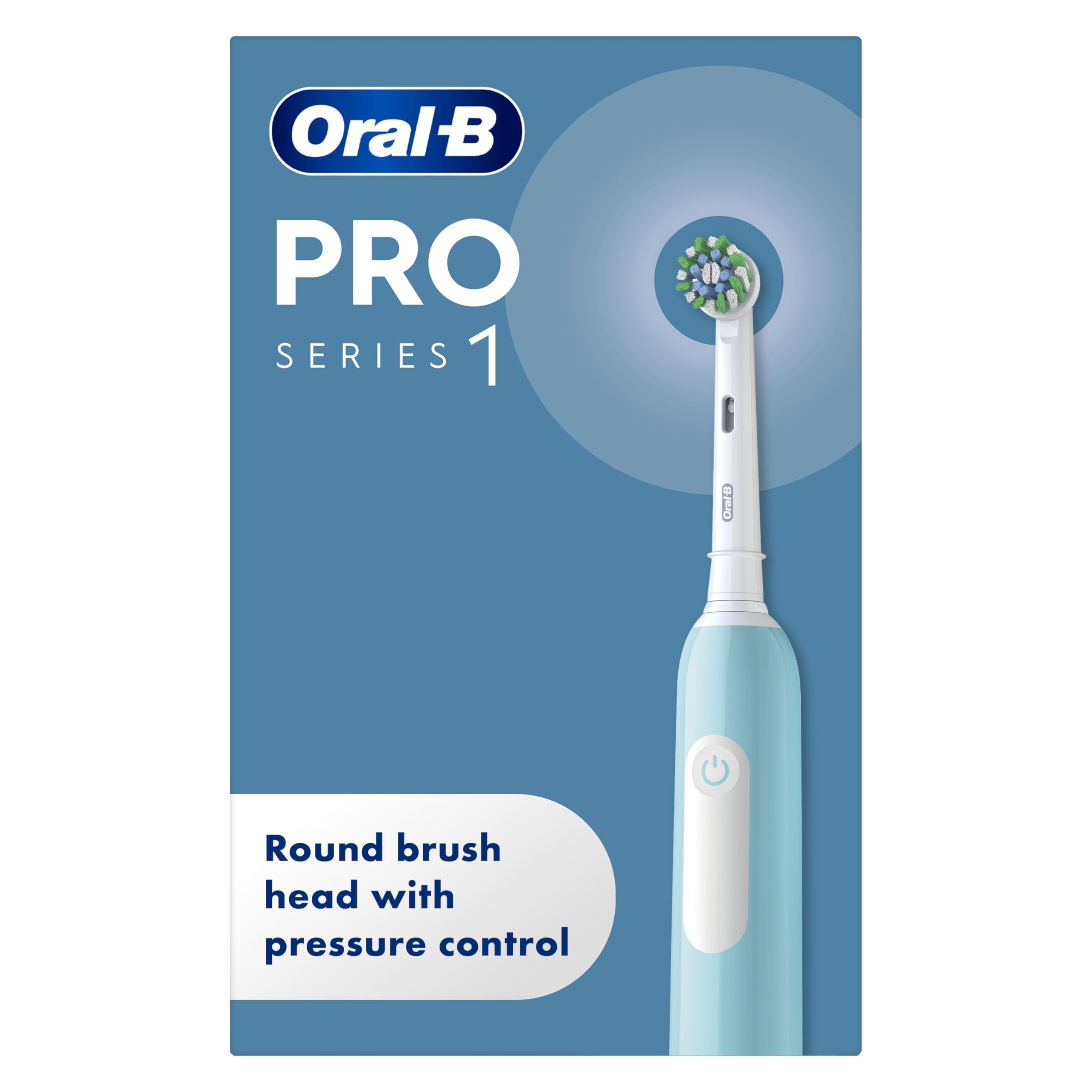 Oral-B Pro 1 Electric Toothbrushes Adults, Oral B Electric Toothbrush, With 3D Cleaning, 1 Toothbrush Head, Gum Pressure Control, 2 Pin UK Plug, Blue, Travel Electric Toothbrush