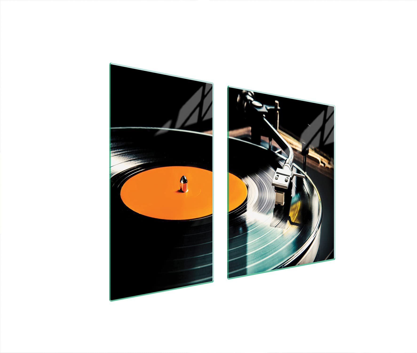 Piastre di copertura per piano cottura in ceranfeld 2 pezzi 90 x 52 cm | copertura per piano cottura cottura elettrico a induzione | paraschizzi | tagliere in vetro | Musica in vinile