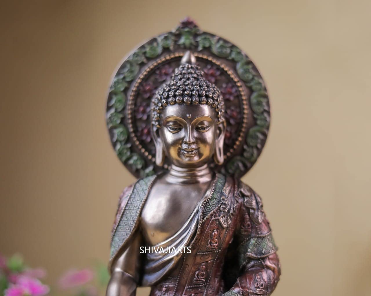 Ídolo de Buda, 27 CM Big Bonded Bronze Earth Witness Shakyamuni Buddha Statue, Siddharth Gautam, templo budista sala de meditación