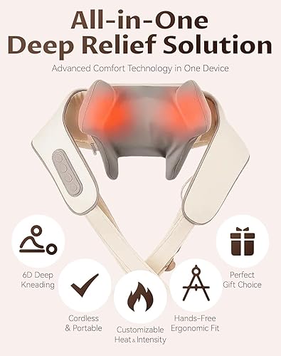 Miniatura 6 de Masajeador de cuello con calor, masajeador de espalda Shiatsu 8D para aliviar el dolor de tejido profundo, masajeador para hombros, piernas, dolor