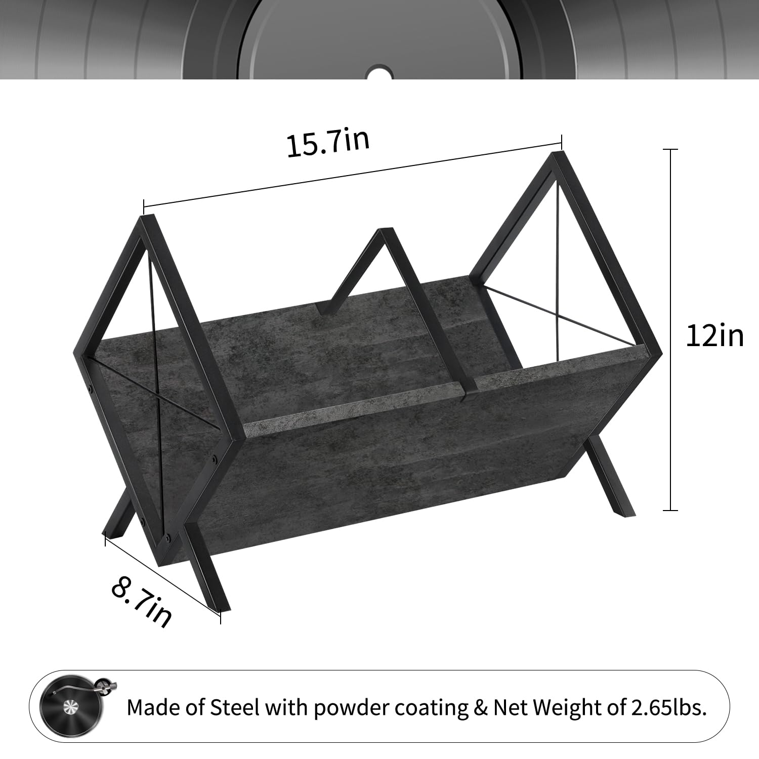 YINMIT Soporte para discos de vinilo, estante de almacenamiento de discos de vinilo de 80-100 LP, exhibición de discos de vinilo de montaje rápido, organizador de estilo retro para revistas, libros,