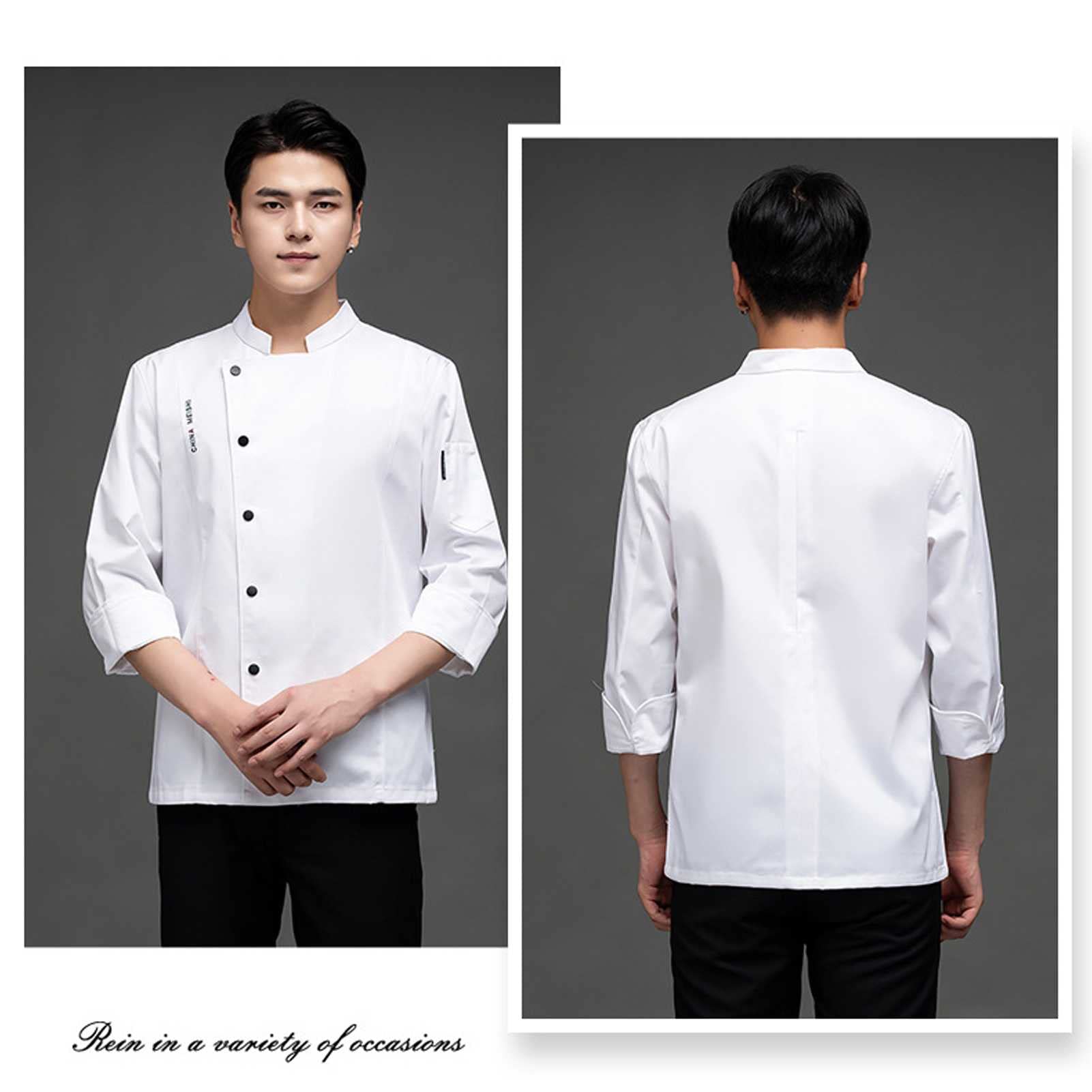 FAXIOAWA Giacca da Cuoco Unisex - Cappotto da Cuoco Estivo Fresco Divisa da Chef da Lavoro a Maniche Lunghe per Servizi di ristorazione, Catering, panettieri