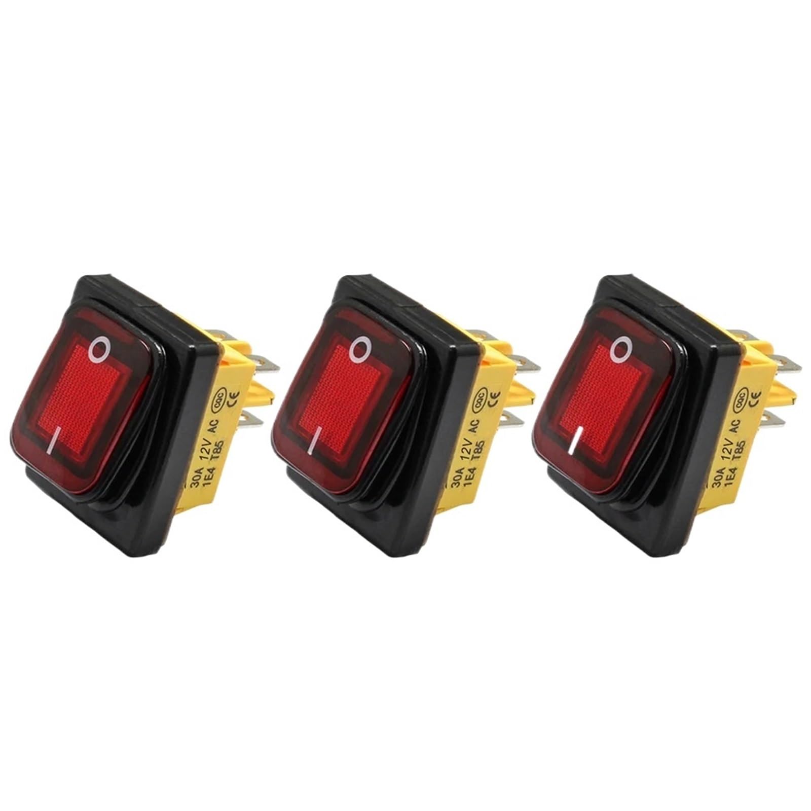Interrupteur à bascule 30A haute capacité étanche rouge 4 broches dimensions 22x30mm