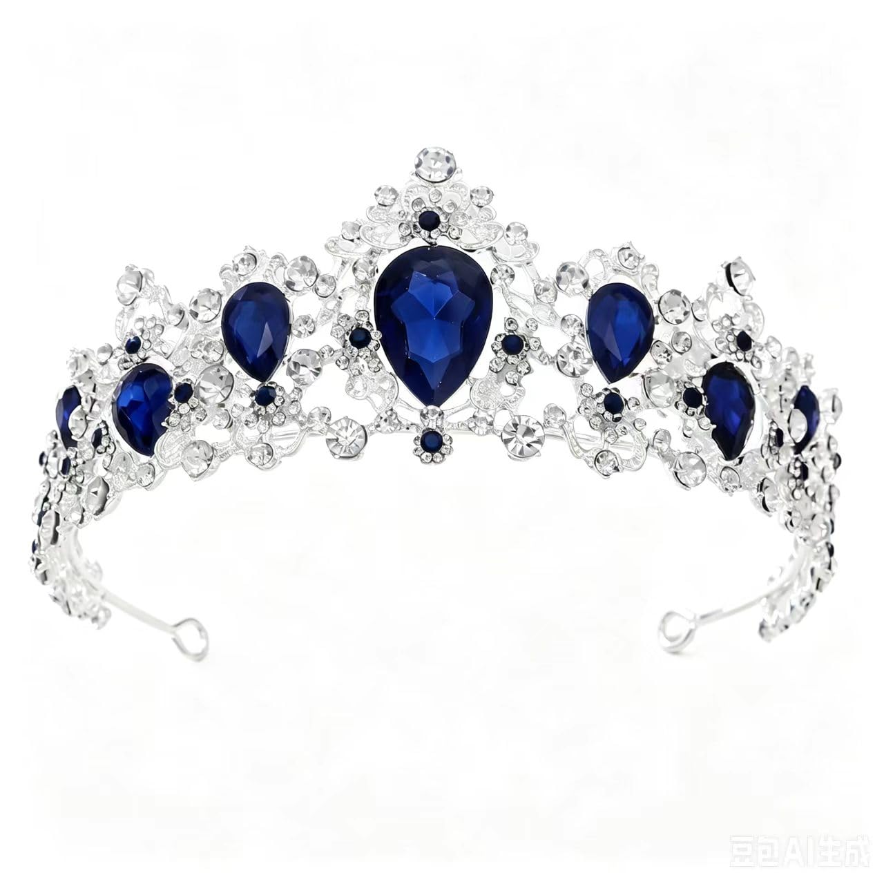 Caelumdecor Women's Blue New Crown Tiara Rhinestone Hair Accessories Antique Bridal Headpiece
