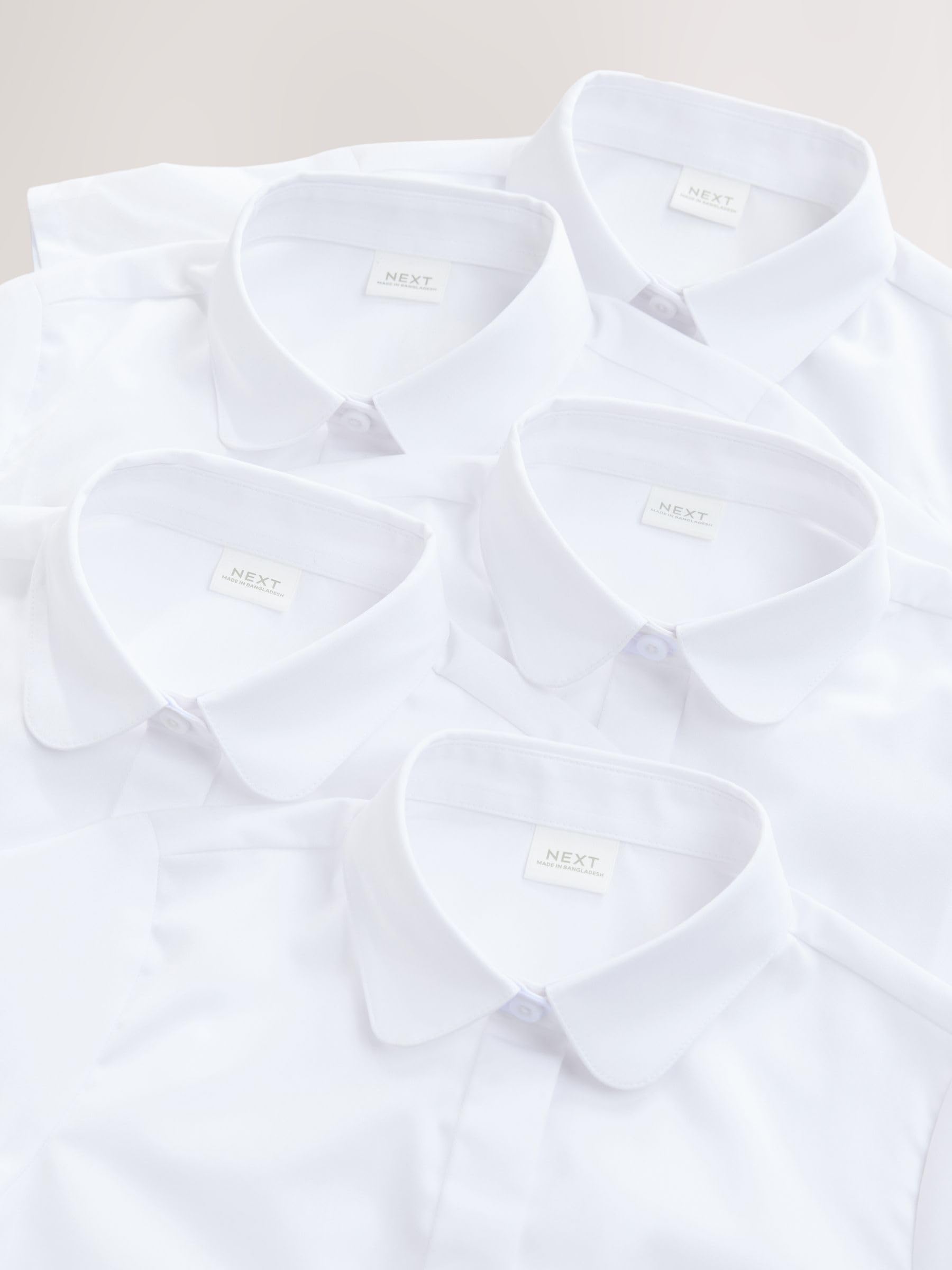 NEXT Fille Chemise d'école ajustée Manches Courtes, Lot de 5