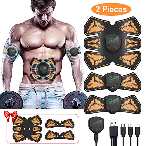 EMS Muscle Stimulator,ANLAN Abs Trainer Muscle Stimulator, 6 Modes&15 Levels Abs Stimulator Abdominal Toning Belt Muscle Trainer Home Gym Fitness Device with LED Display for Men/Women
