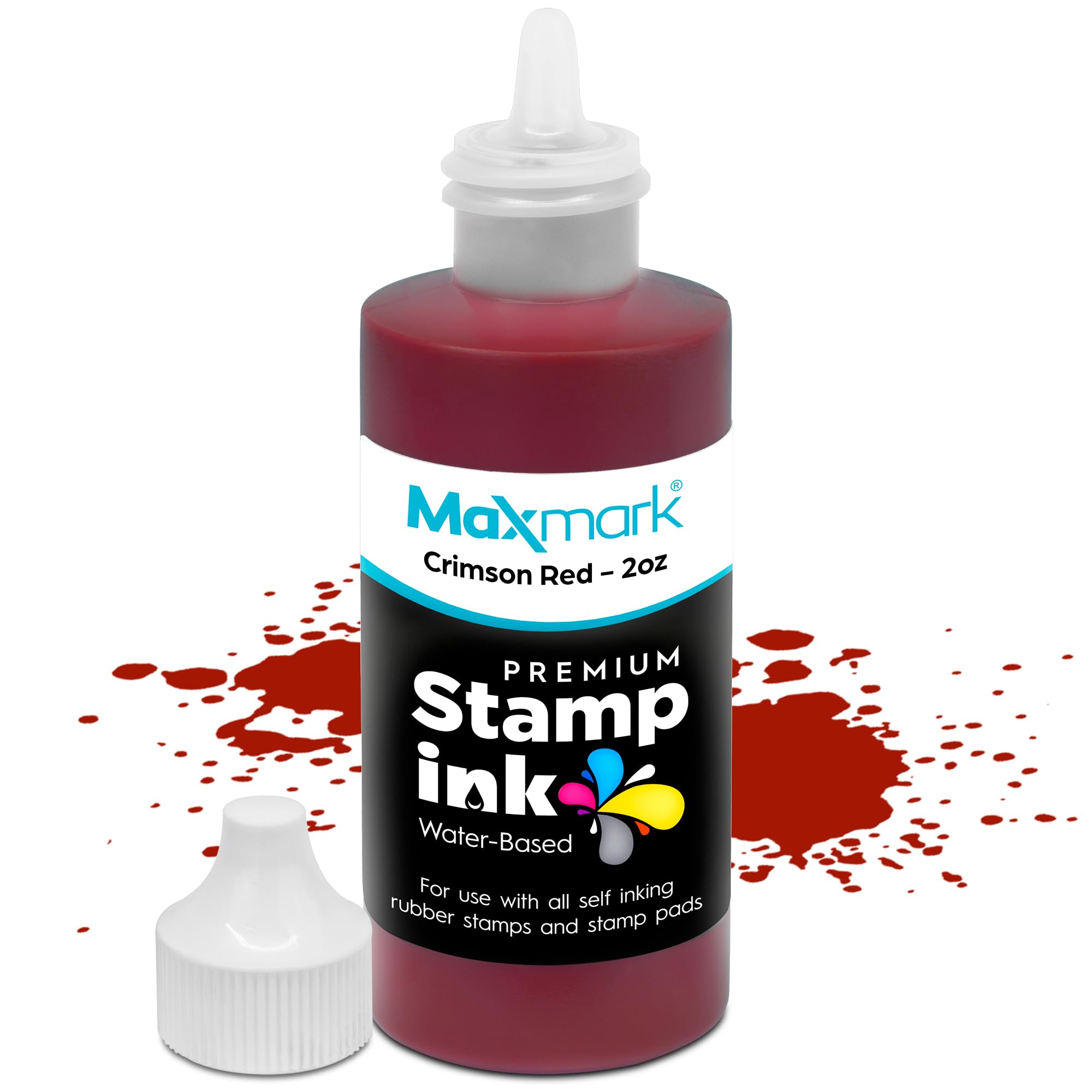 Premium Refill Ink for self Inking Stamps and Stamp Pads, Crimson Red Color - 2 oz.