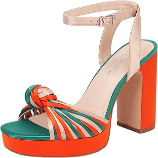 Strappy Platform Heels for Women Square Open Toe Chunky High Heels Multicolored Ankle Strap Block Heeled Sandals for Prom Wedding Date Night
