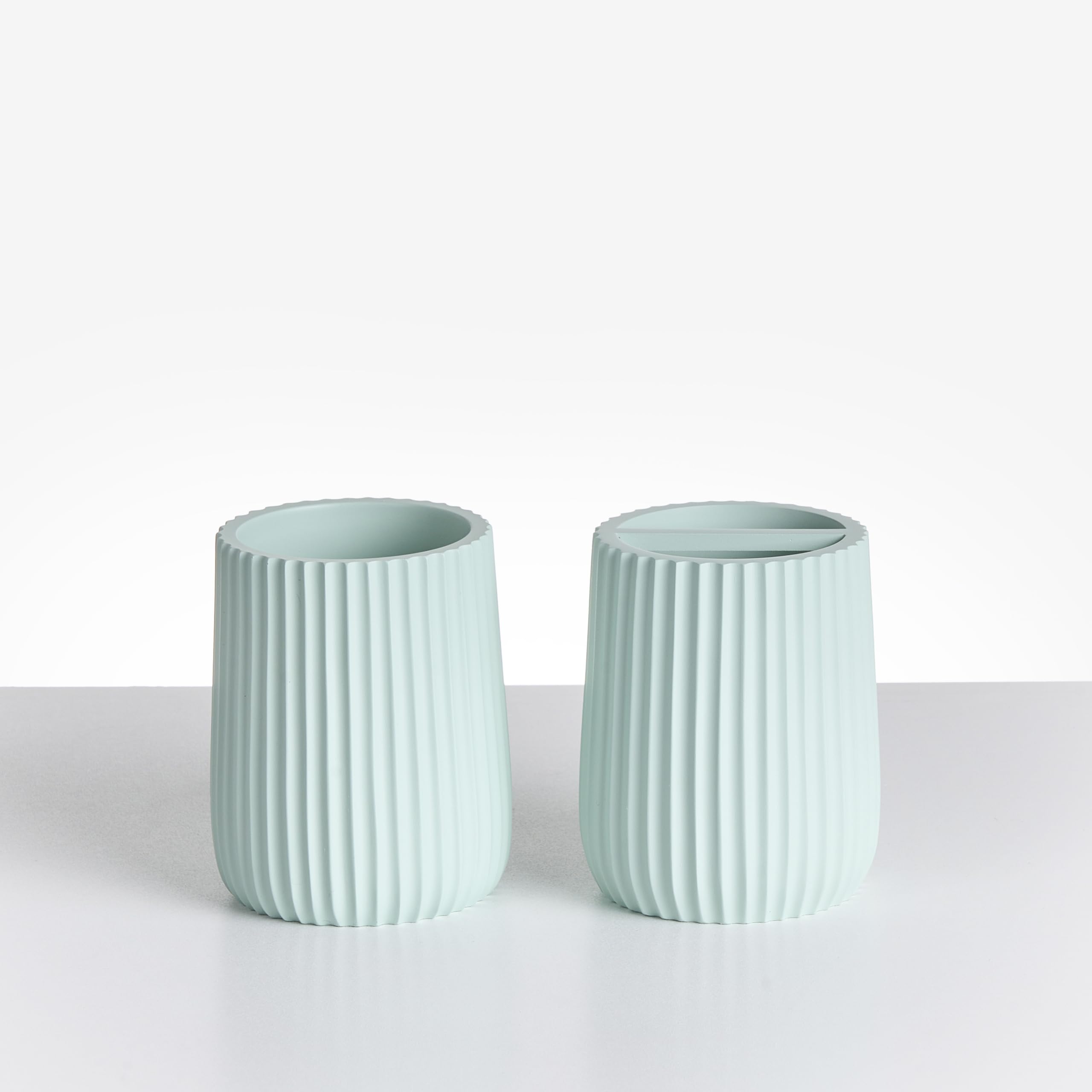 Conjunto de 5 Accesorios de baño jabonera dispensador de jabón escobilla de Inodoro Vaso Soporte para cepillos de Dientes Verde Menta Pozuzo