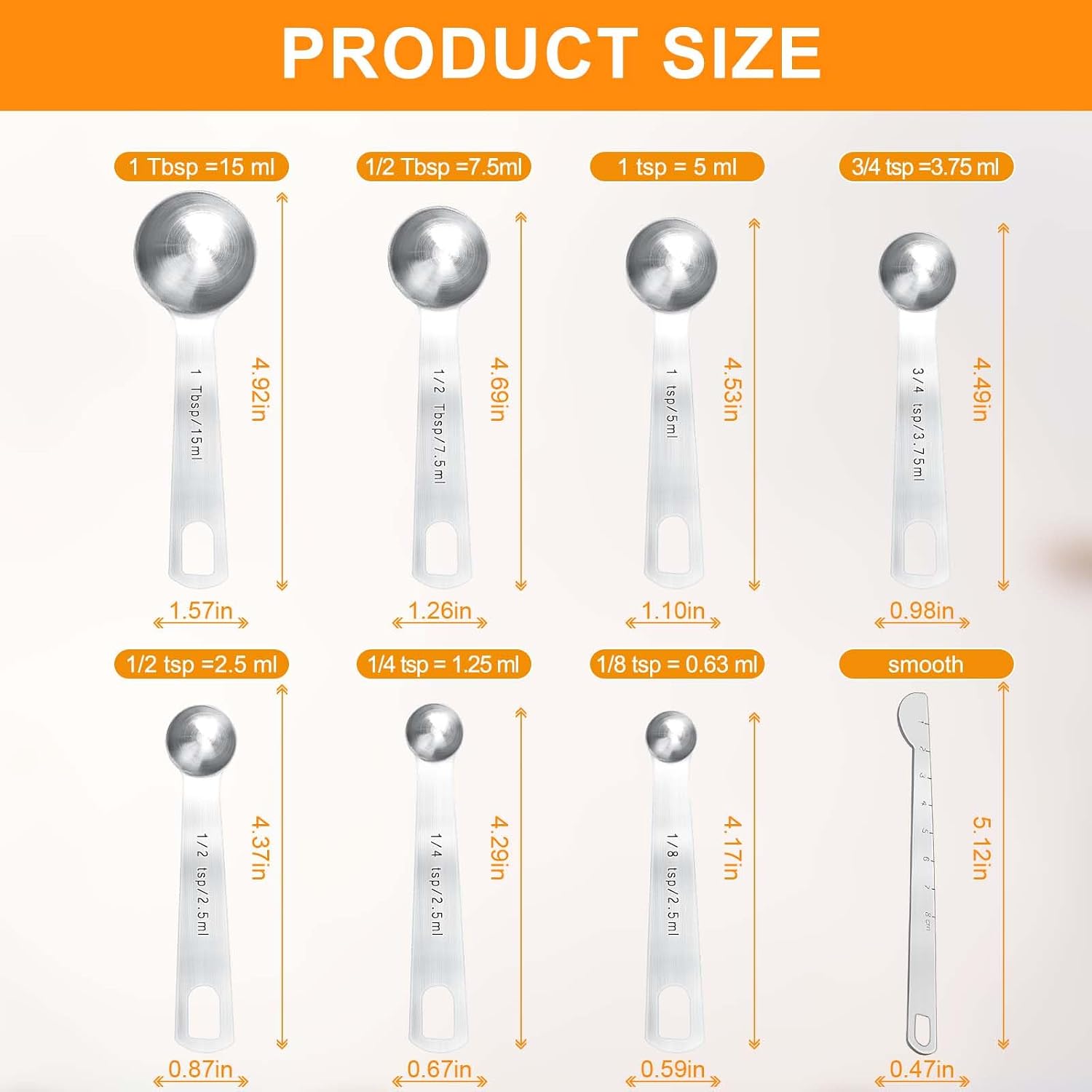 Stainless Steel Measuring Spoons Set of 8 Markings Metal Teaspoon & Tablespoon Measuring Spoons Safe Heavy Duty Engraved Kitchen Gadgets for Baking, Cooking for Dry & Liquid Ingredients image 2