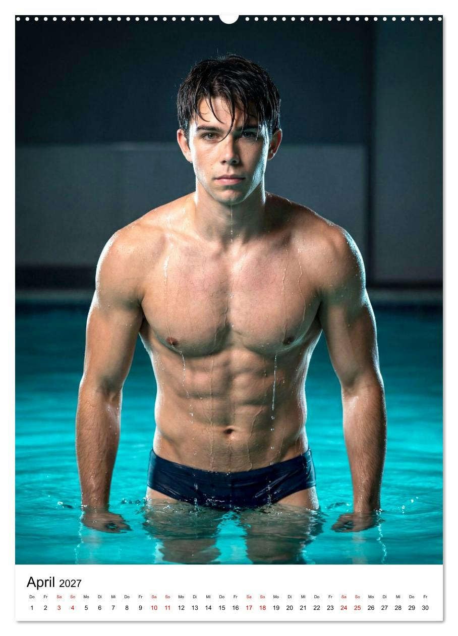 Im Bann des Wassers - Athletische Ästhetik männlicher Schwimmer (hochwertiger Premium Wandkalender 2027 DIN A2 hoch), Kunstdruck in Hochglanz: ... voller Präsenz und Dynamik. (CALVENDO Erotik)