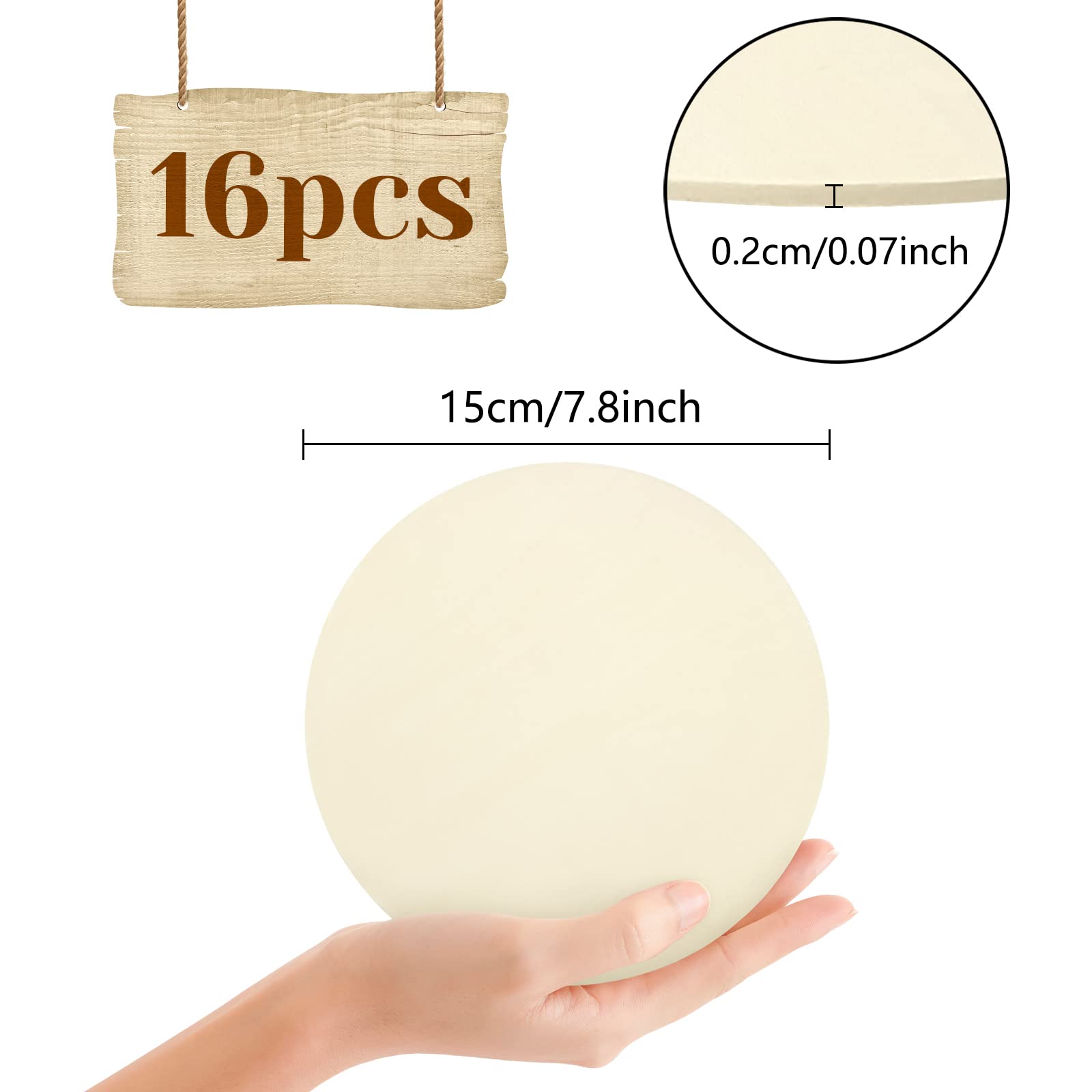 24-Pack 10 Inch Unfinished Wood Circles - Blank Wood Rounds For Crafting