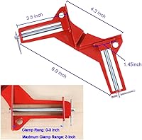 Vista 2 de 90 Degree Right Angle Clamps - Woodworking Set of 4, Adjustable Corner Square Clamp for Picture Frames, Welding, Fish-tanks, Cabinets, Shelf Holder