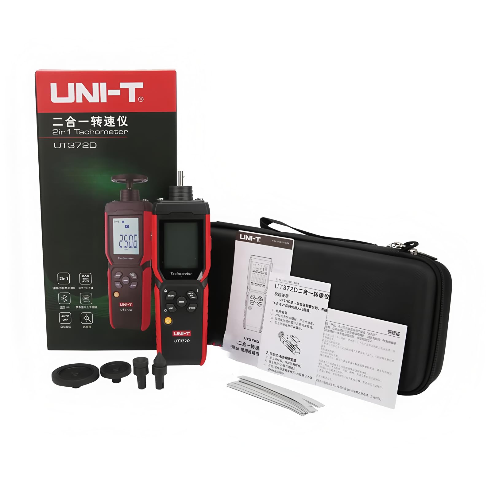 UNI-T Uni-trend UT372D Drehzahlmesser Digitaler U/min-Messer 2 in 1 Laser berührungslos & berührend Drehzahlmesser Professioneller Messgerät für Drehzahl