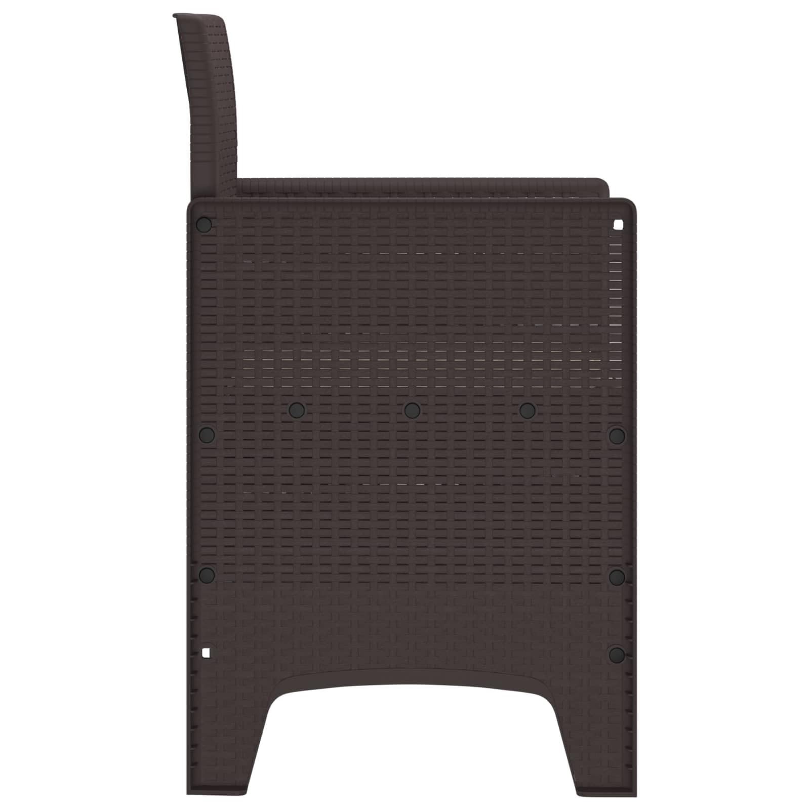Sedia da giardino con cuscino, 2 pezzi, marrone, 53 x 49 x 85 cm, in polipropilene, per esterni, confortevole, per terrazza, giardino, balcone, design moderno, durevole