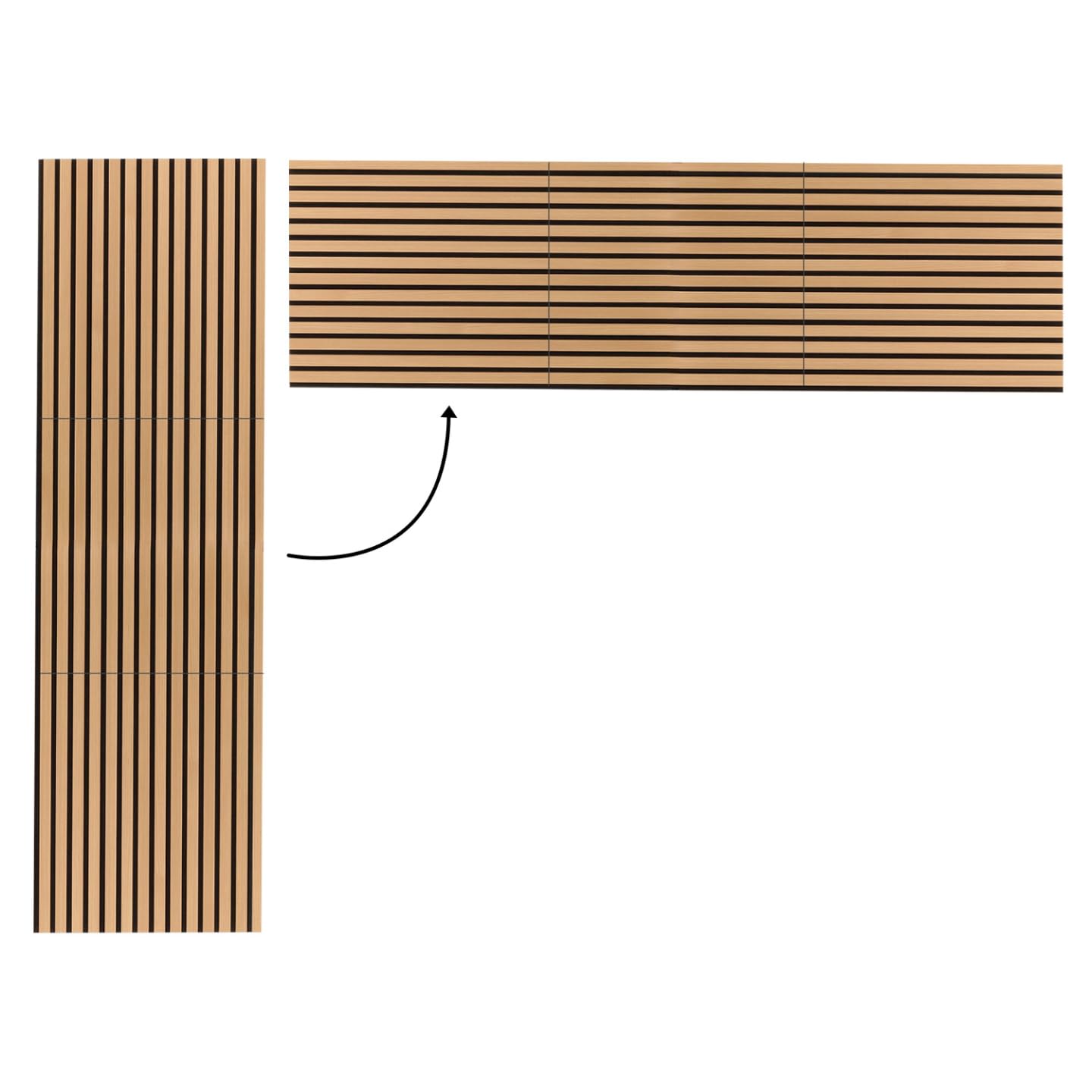 IDMarket - Panneaux acoustiques en tasseaux de Bois 240 x 60 cm Effet chêne Clair et Noir