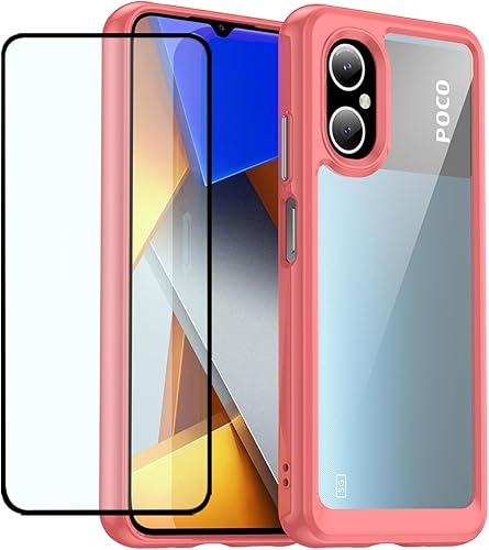 GTBDEKI Funda transparente para Poco M5 4G, Poco M4 5G 22071219CG funda con protector de pantalla, antiarañazos, a prueba de golpes, de