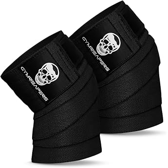 Gymreapers Knee Wraps Pair with Straps for Squats Weightlifting Powerlifting Leg Press and Cross Training - Flexible 72 Knee Sleeves for Squats