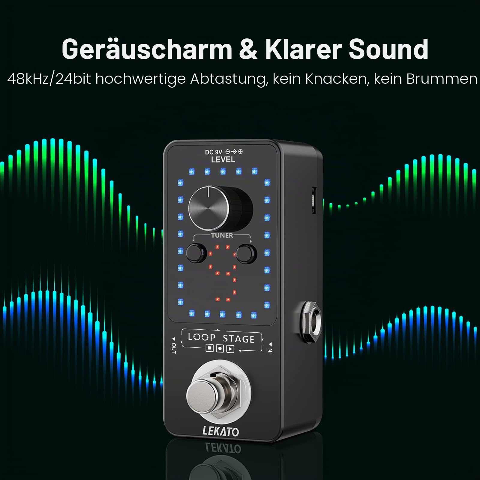LEKATO Gitarren-Looper Effektpedalschlaufe, 9 Loops, Station mit USB-Kabel für E-Gitarre, Bassgitarre Loop Machine guitar Effect Pedal