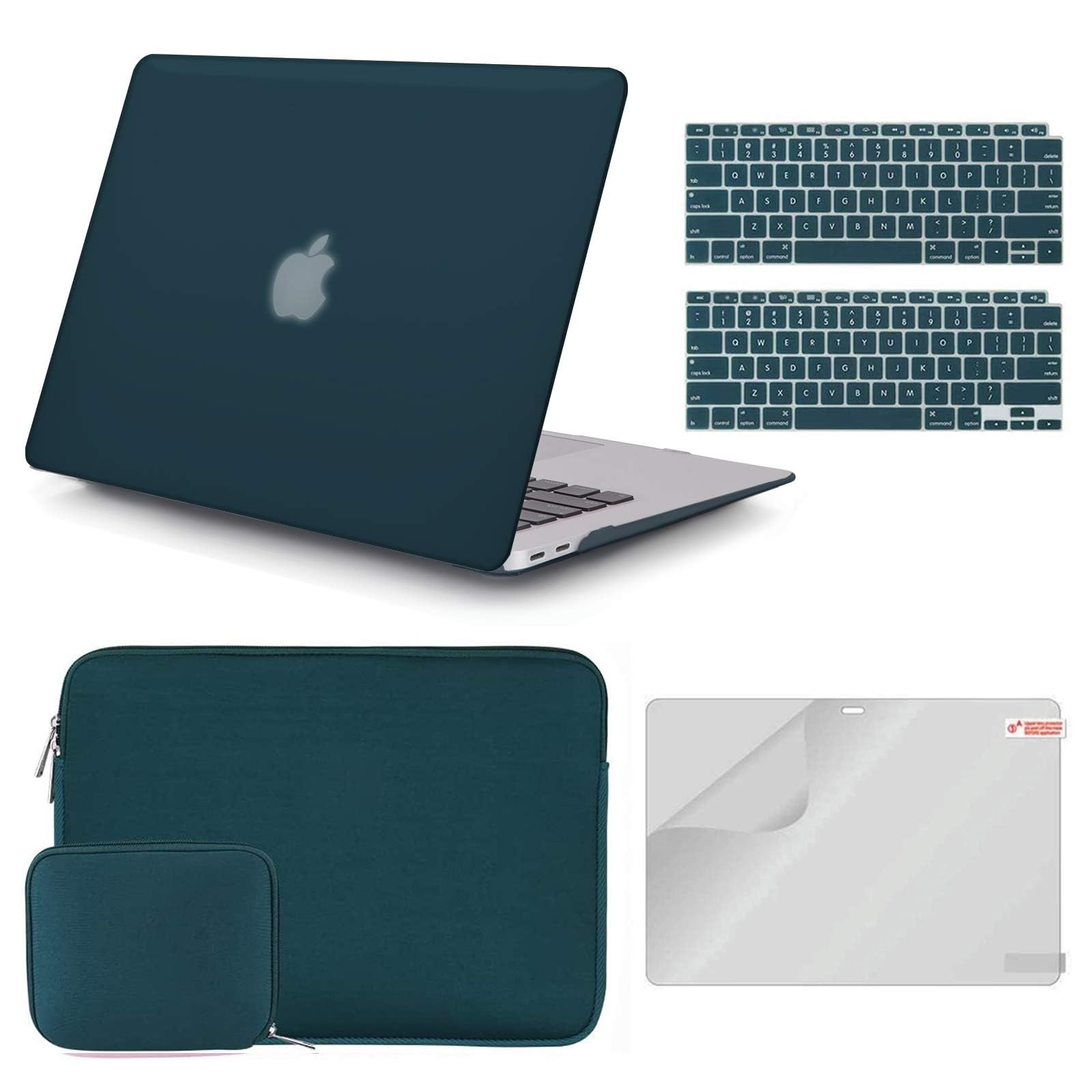 iCasso Case Compatible with MacBook Air 13 inch Case 2020 2019 2018 A2337 M1/A2179/A1932, Hard Shell Case, Sleeve, Screen Protector, Keyboard Cover for MacBook Air 13'' with Small Bag - Dark Cyan