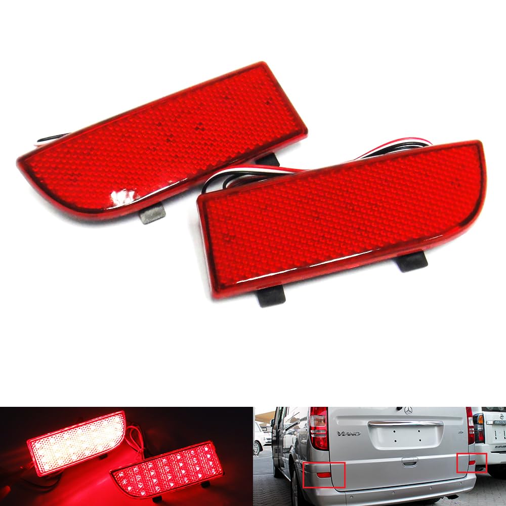 2x Red Lens paraurti posteriore riflettore LED nebbia coda stop luce freno per 2003-14 MB Viano Vito W639