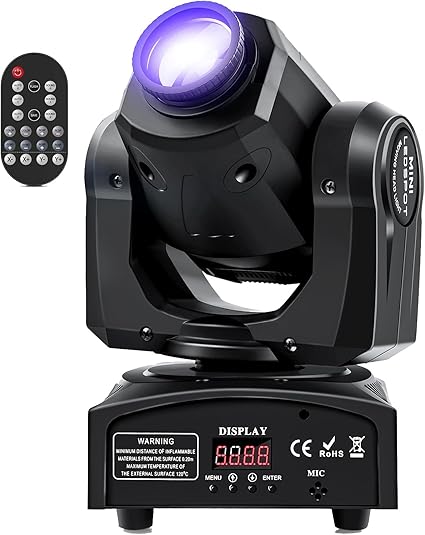 U`King 60W LED Moving Head Light Stage Lights with Remote Control 8 GOBO 8 Colors Spotlight by DMX Controlled 11 Channel with Sound Activated for Disco Club Party Stage Lighting Shows