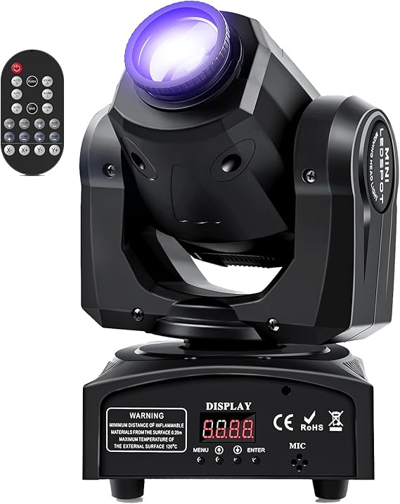 U`King 60W LED Moving Head Light Stage Lights with Remote Control 8 GOBO 8 Colors Spotlight by DMX Controlled 11 Channel with Sound Activated for Disco Club Party Stage Lighting Shows